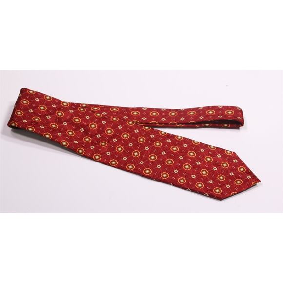 Ermenegildo Zegna Burgundy Red Geometric Print Silk Necktie Tie - Picture 2 of 5